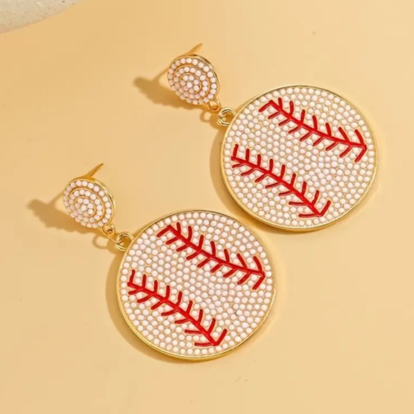 ⚾✨ Baseball Rhinestone Statement Dangle Earrings ✨⚾ - Picture 5 of 5